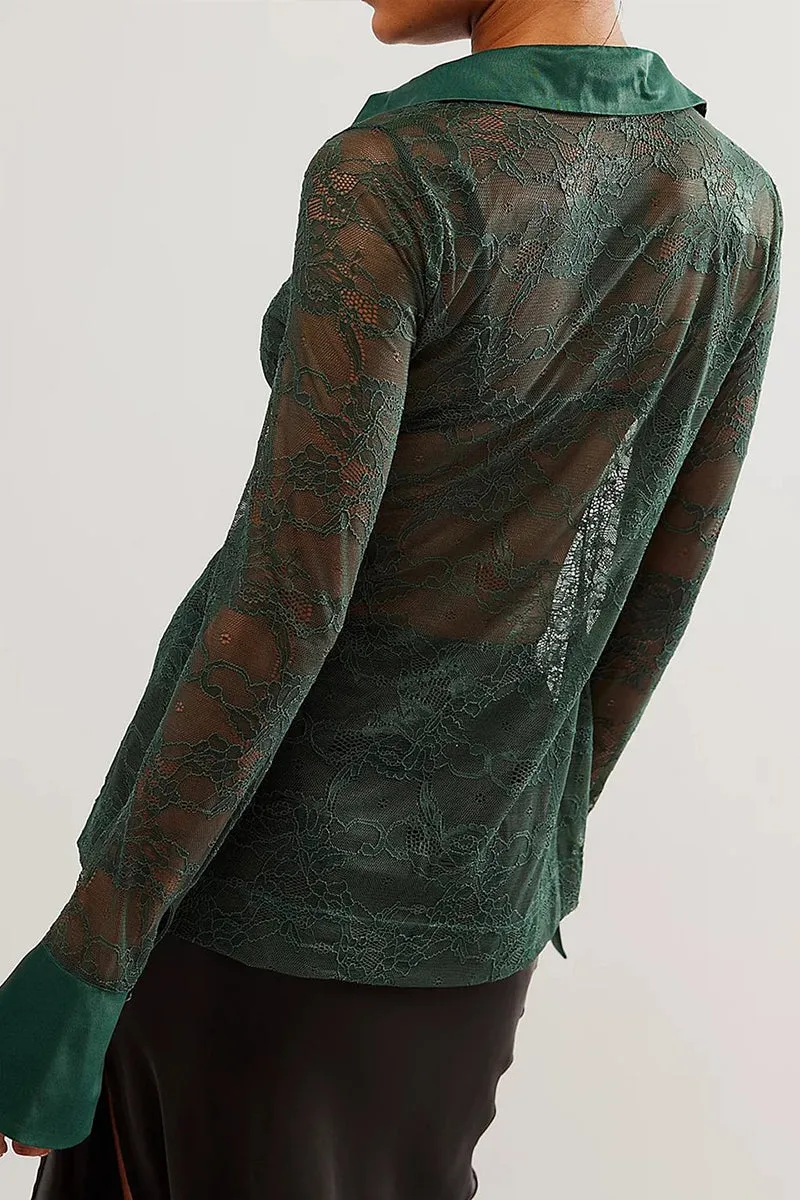 TR3234 Lace Sheer Shirt Top