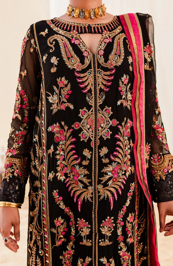 Traditional Black Embroidered Pakistani Salwar Kameez Dupatta Suit