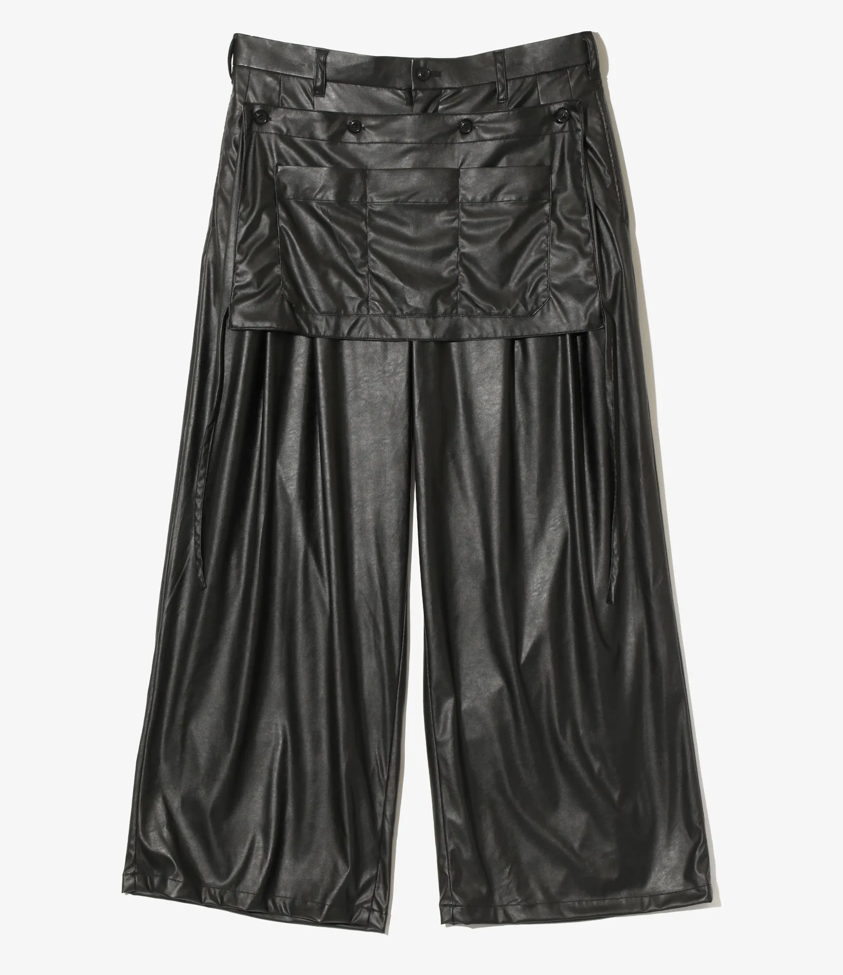 Tucked Wide Apron Pant - Synthetic Leather