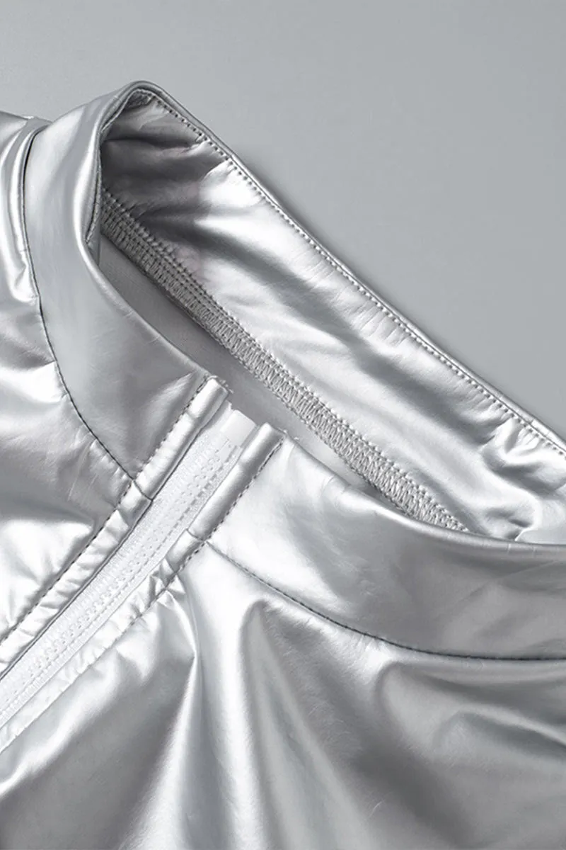 UH650 Faux Leather Midriff Top and Pants Set