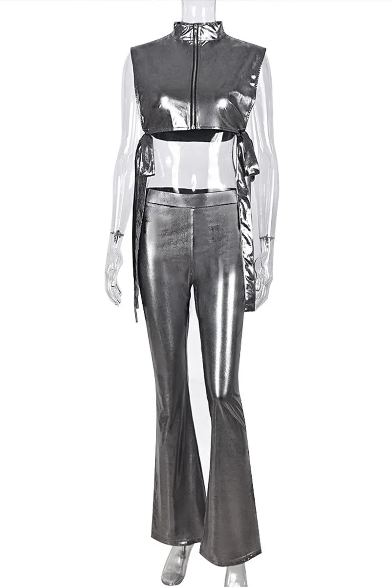 UI0402 Metallic Tank and Pants Set