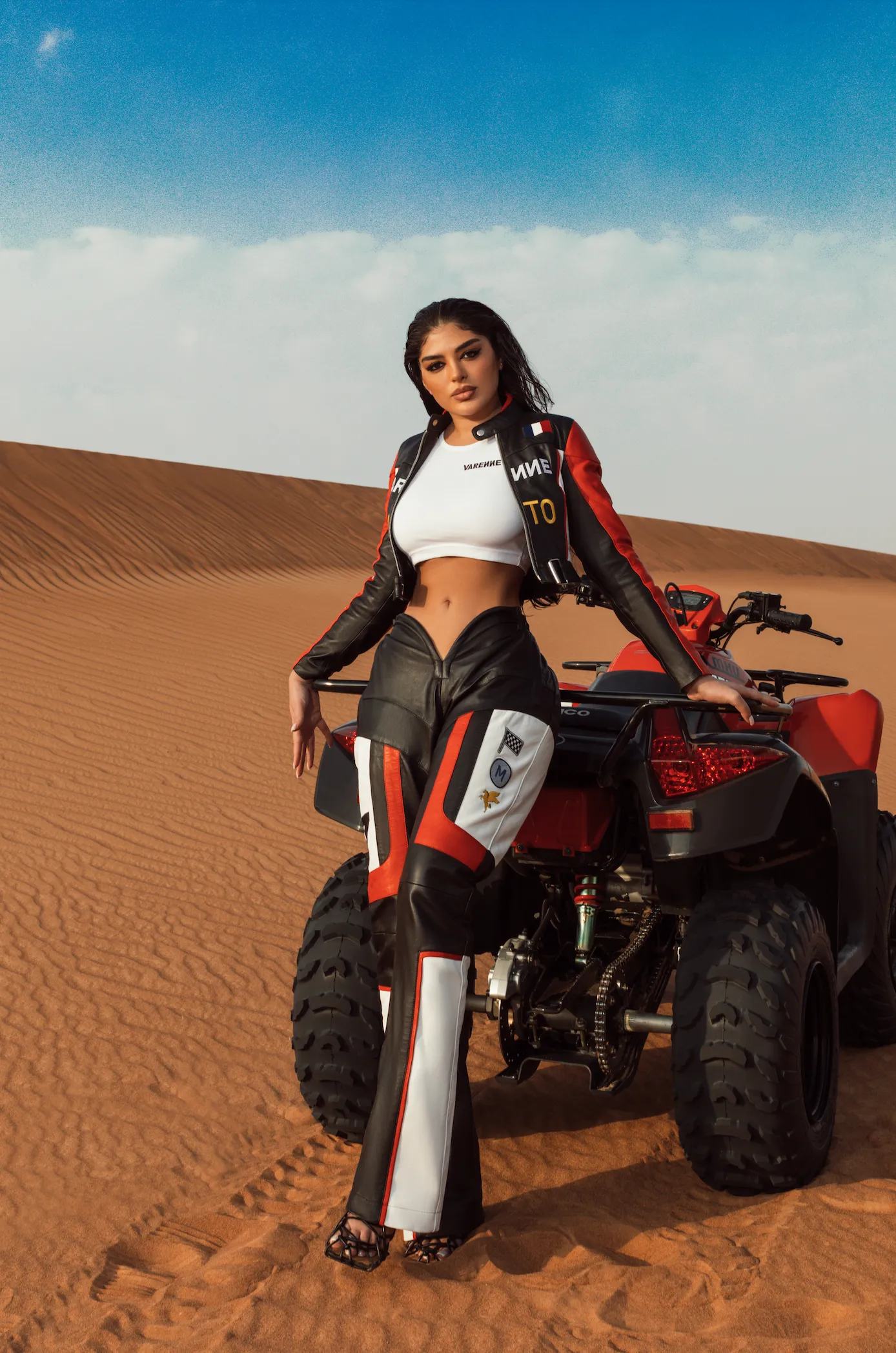 V CUT Moto Leather Pants Red