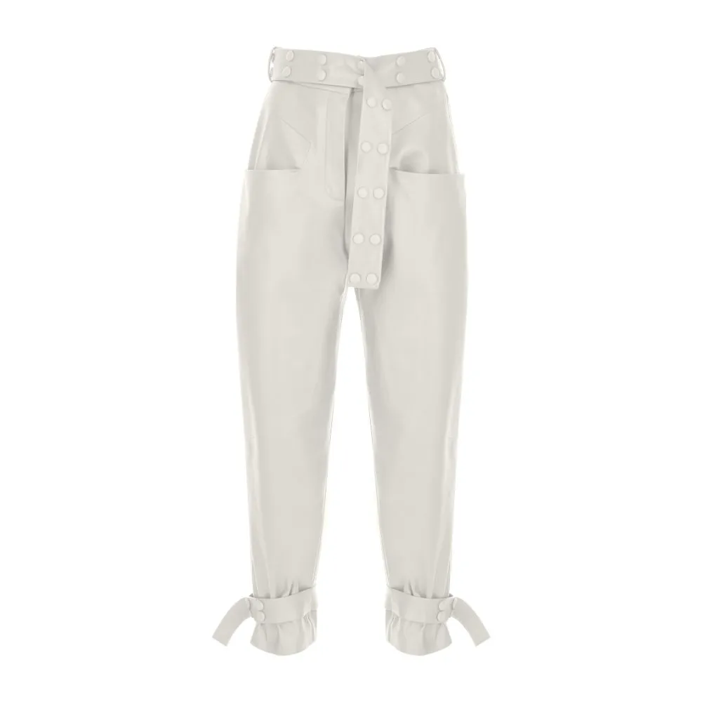 Vegan-Leather Belt-Detailed Pant