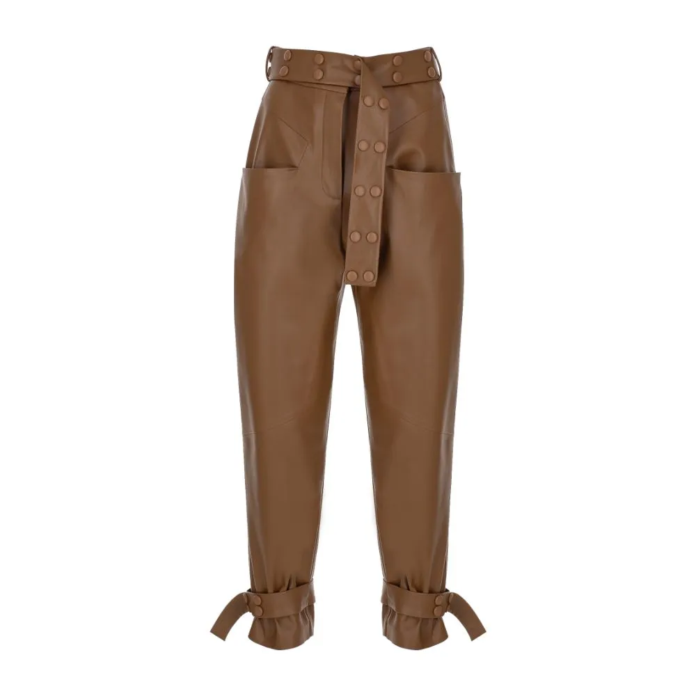 Vegan-Leather Belt-Detailed Pant