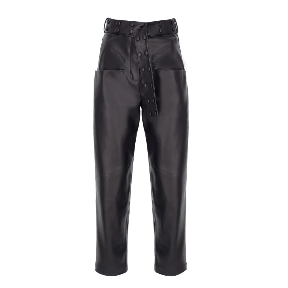 Vegan-Leather Belt-Detailed Pant