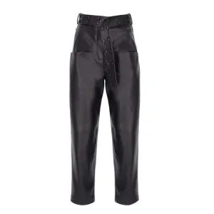 Vegan-Leather Belt-Detailed Pant