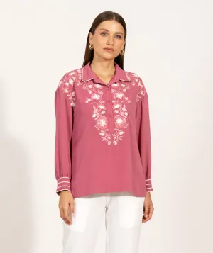 Viara rose embroidered top