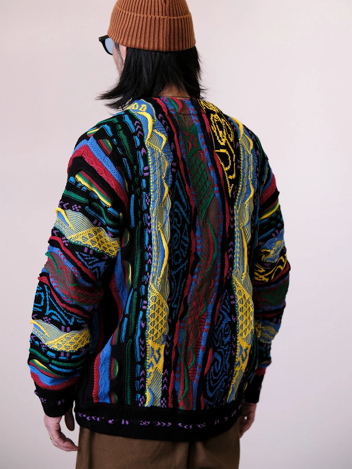 Vibrant Patterned Knit Cardigan