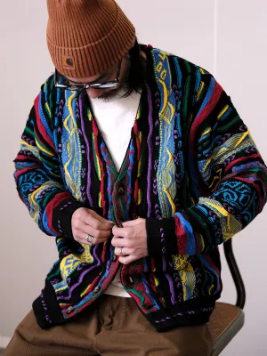 Vibrant Patterned Knit Cardigan