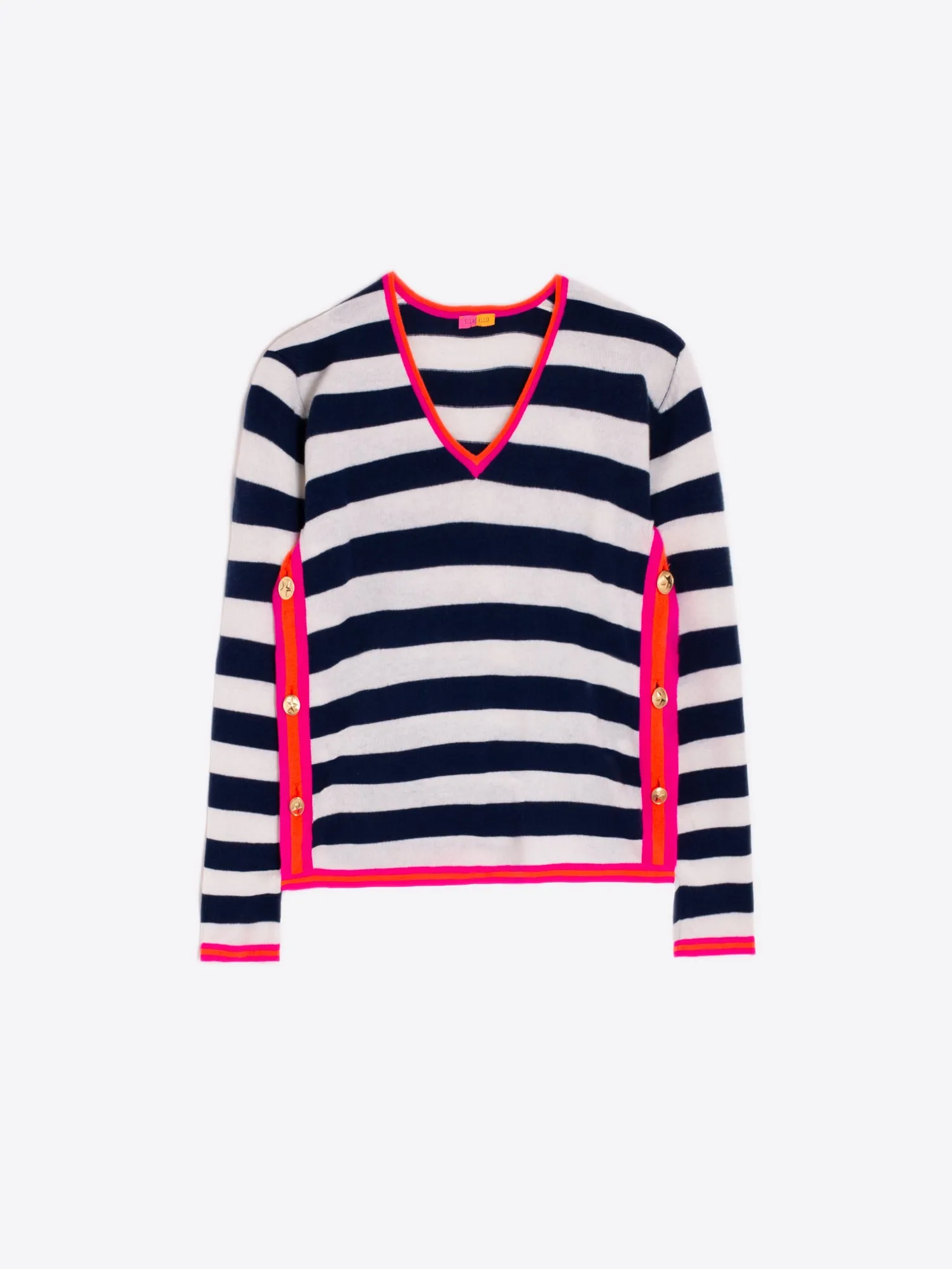 Vilagallo Navy/White Stripe Jumper With Neon Accents