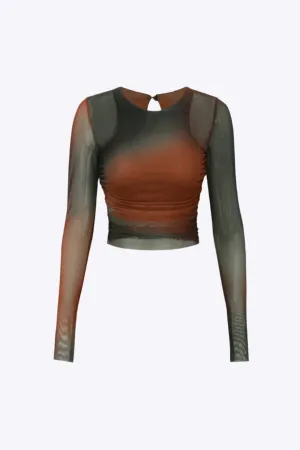 Violeta - Chic Sheer Tie Dye Woman's Long Sleeve Top