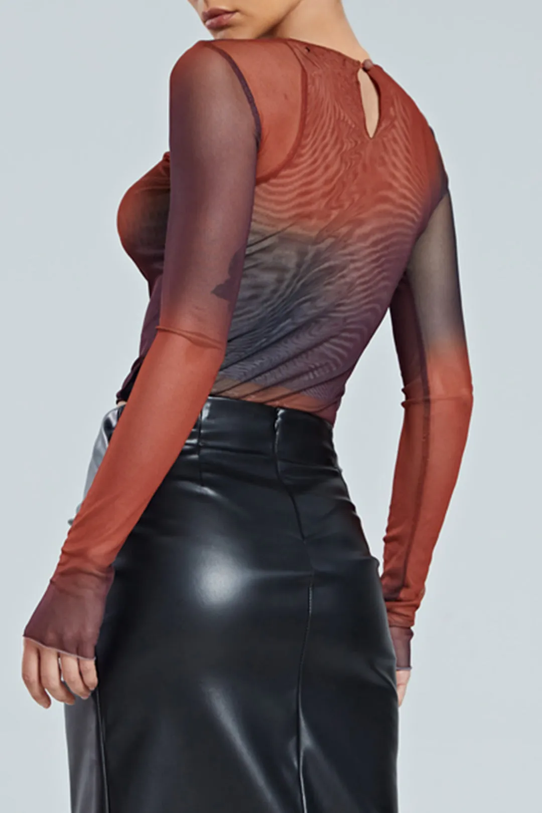 Violeta - Chic Sheer Tie Dye Woman's Long Sleeve Top