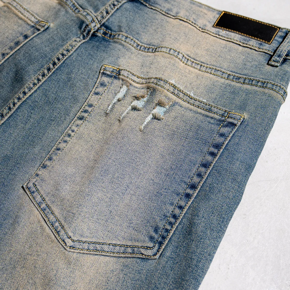 Washed Baggy Bootcut Jeans
