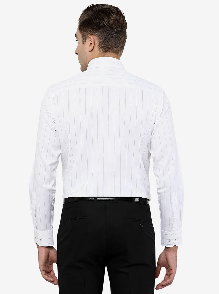 White & Black Striped Slim Fit Formal Shirt | Greenfibre