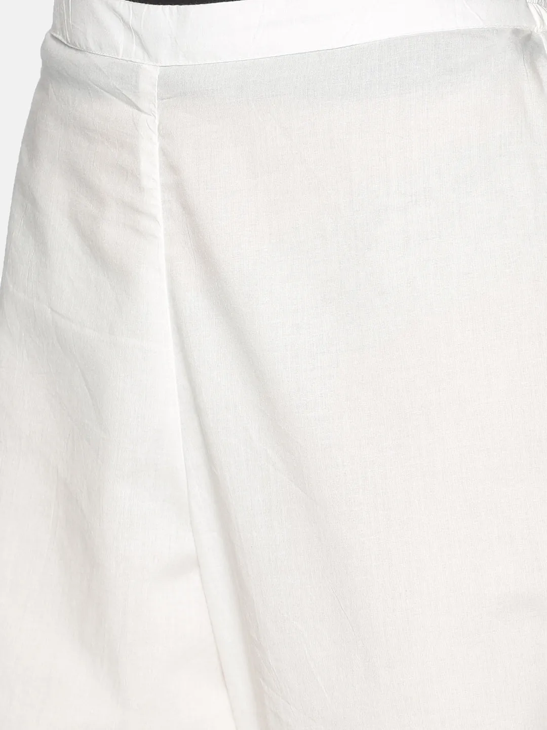 White Cotton Pant With Side Slit On Hem