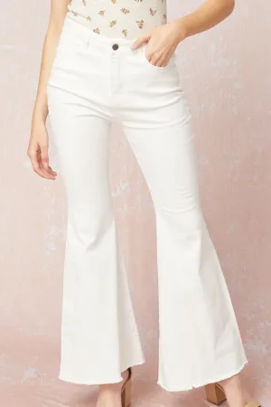 White Denim High Waist Bell Bottoms