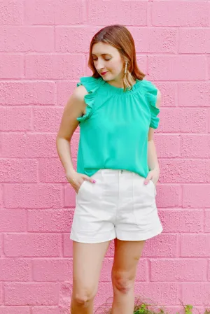 White Denim High Waisted Shorts