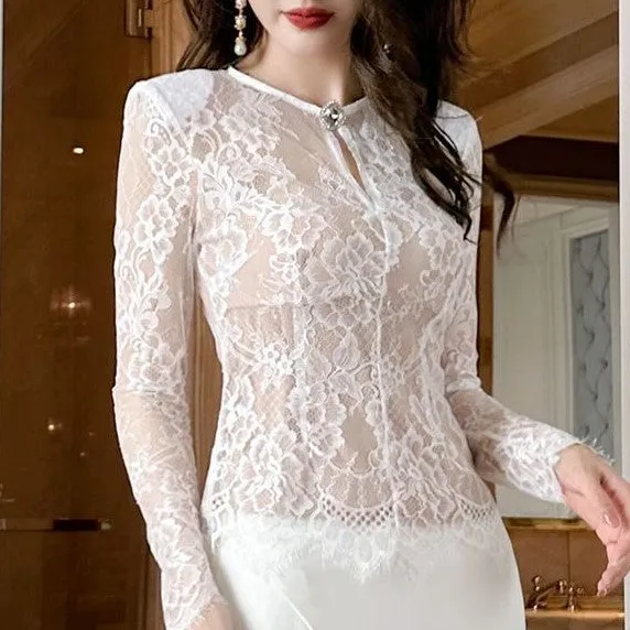 White Lace Sheer Top