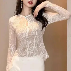 White Lace Sheer Top