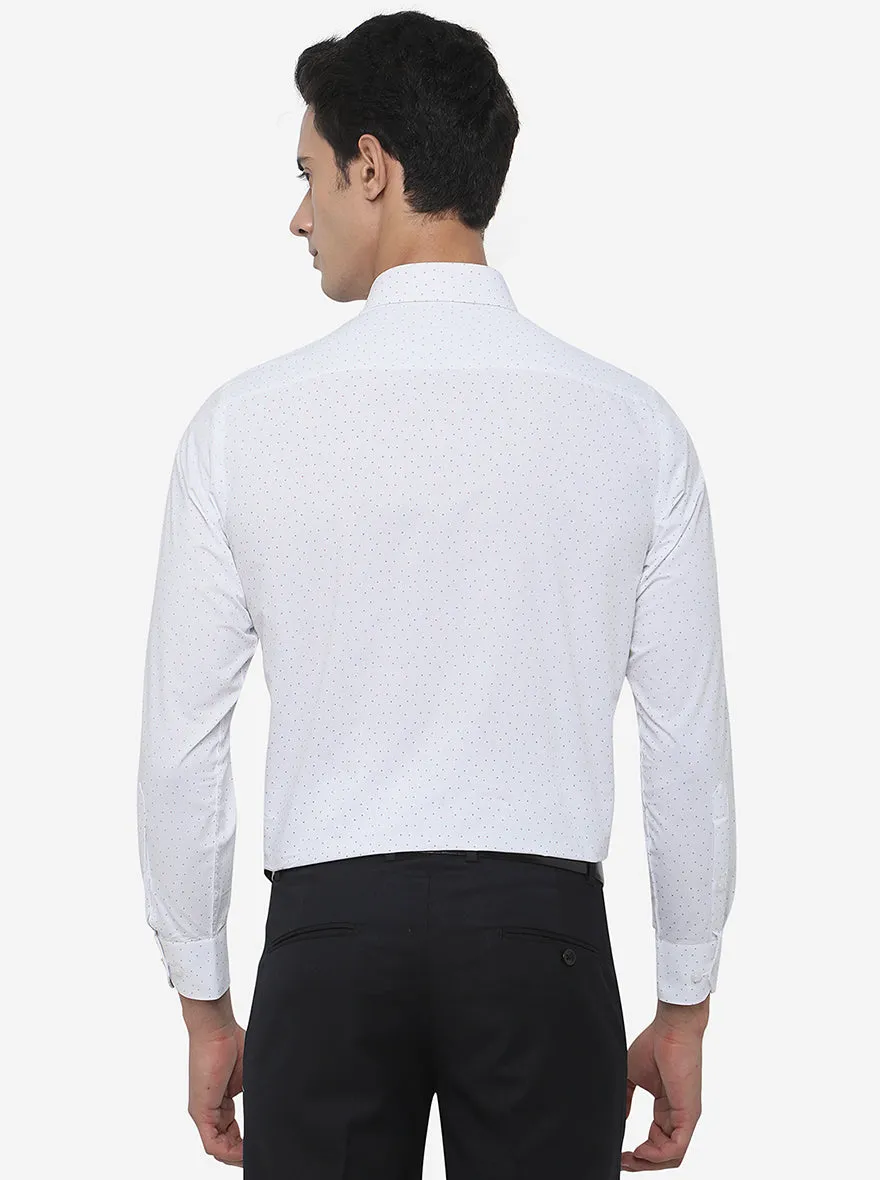 White Printed Regular Fit Formal Shirt | Greenfibre