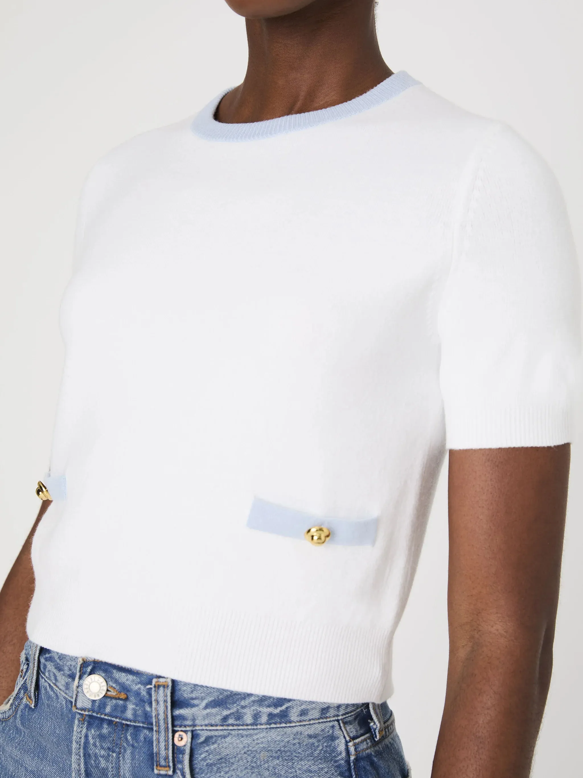 White/Baby Blue Novelty Sweater