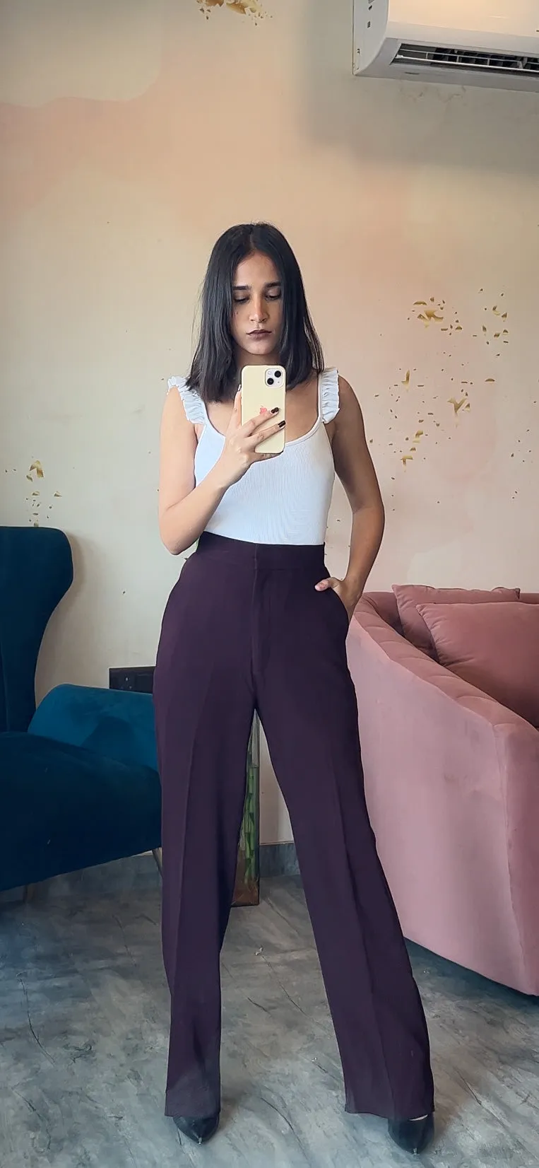 Wide Leg Trousers- French Wine
