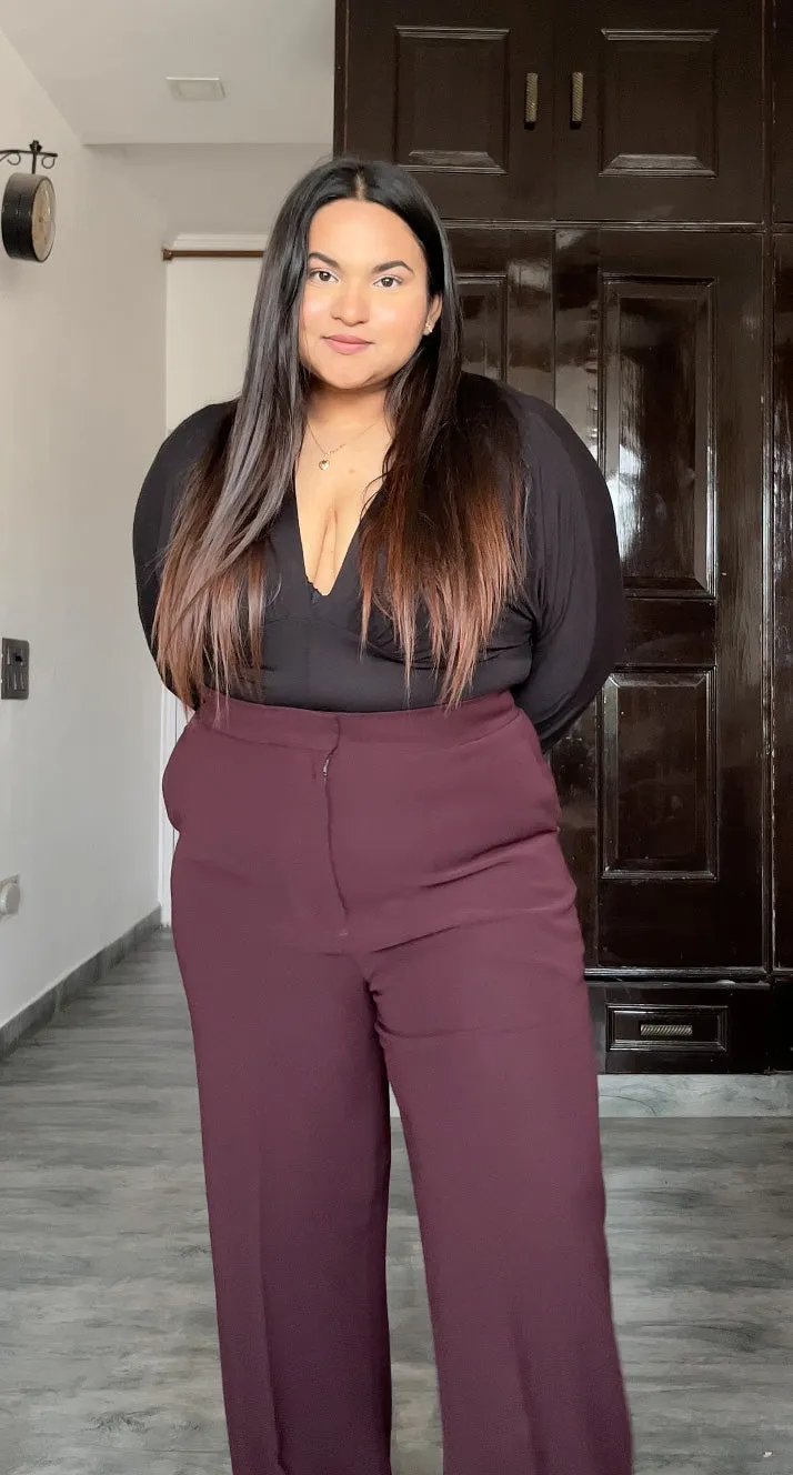 Wide Leg Trousers- French Wine