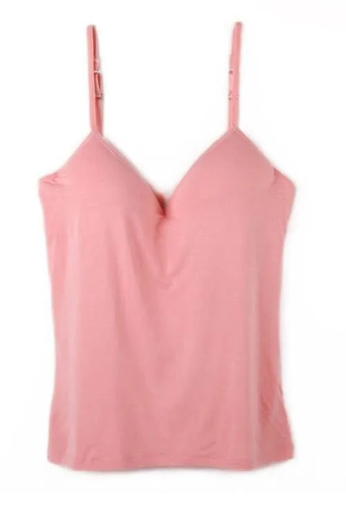 Women Built In Bra Tank Tops Bra Cozy Healthy Modal Solid