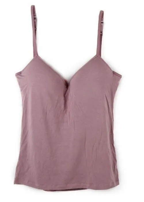 Women Built In Bra Tank Tops Bra Cozy Healthy Modal Solid