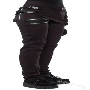 Women Gothic Pants zipper Pockets Rivet steampunk Trousers Hip hop 90s Rock star style Solid Color Casual Trousers plus size 5XL