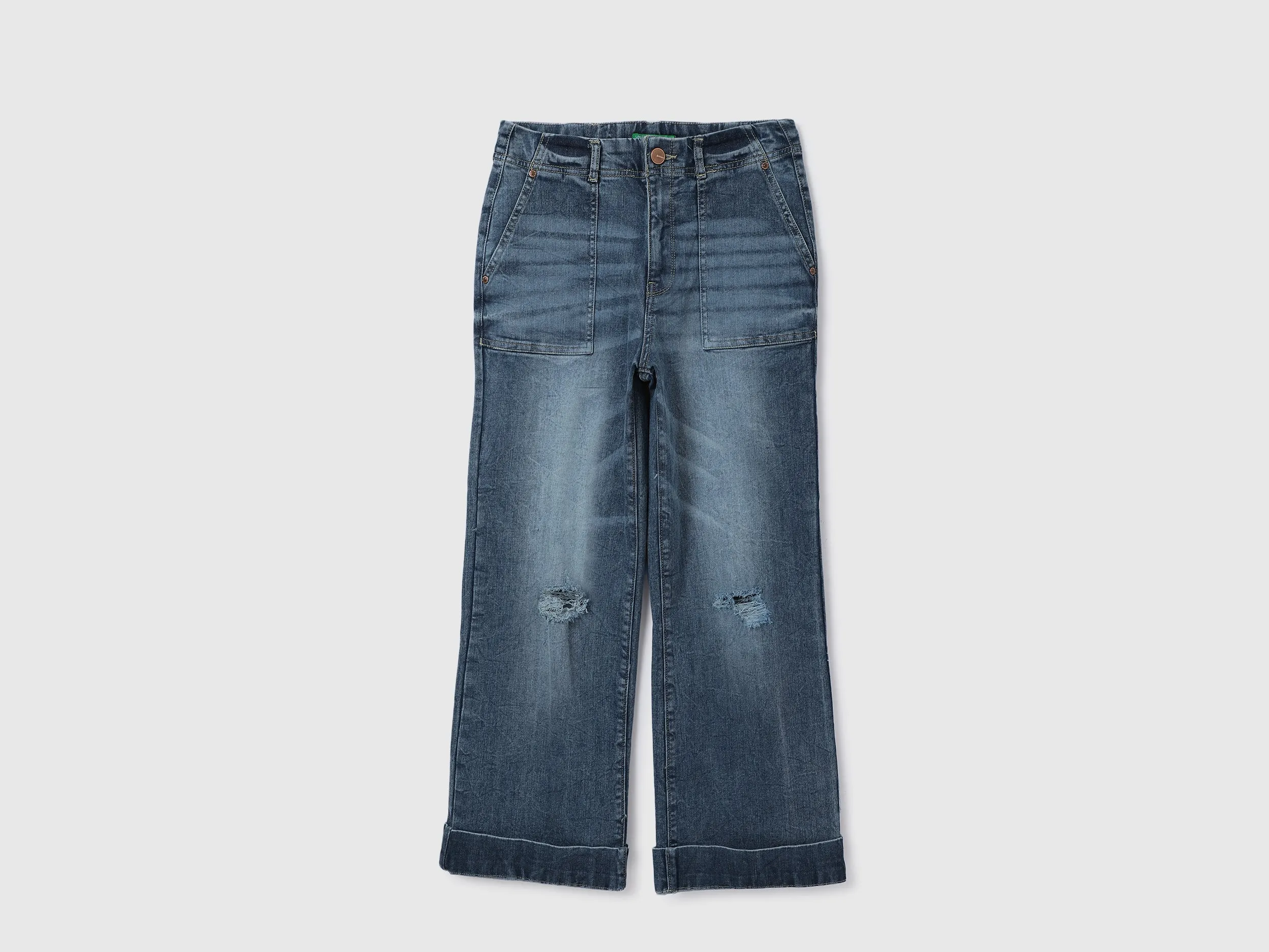 Women Solid Wide Leg Jeans