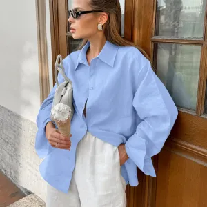Women's Blouse Long Sleeve Blouses Button Streetwear Solid Color