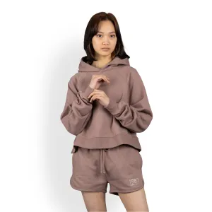 Womens Oversized Raglan Fleece Cropped Hoodie - Antler