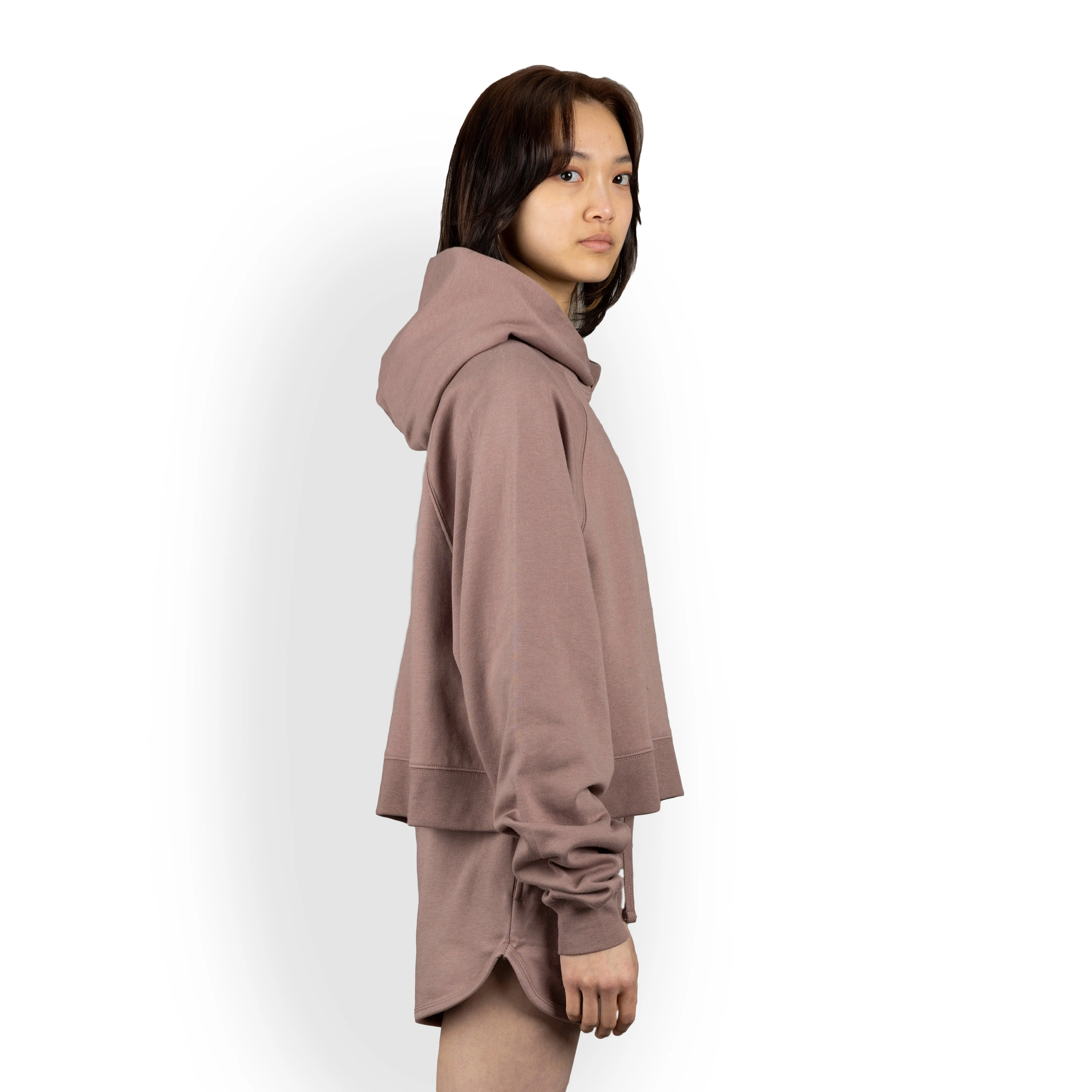 Womens Oversized Raglan Fleece Cropped Hoodie - Antler