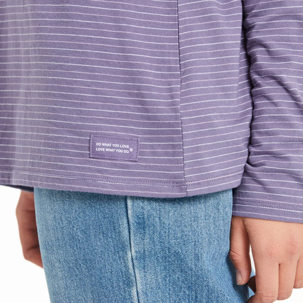 Women's Pet Paw Heart L/S Striped Crusher-LITE Hooded Tee - 129309