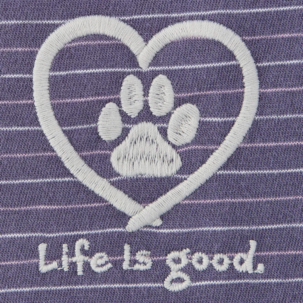 Women's Pet Paw Heart L/S Striped Crusher-LITE Hooded Tee - 129309