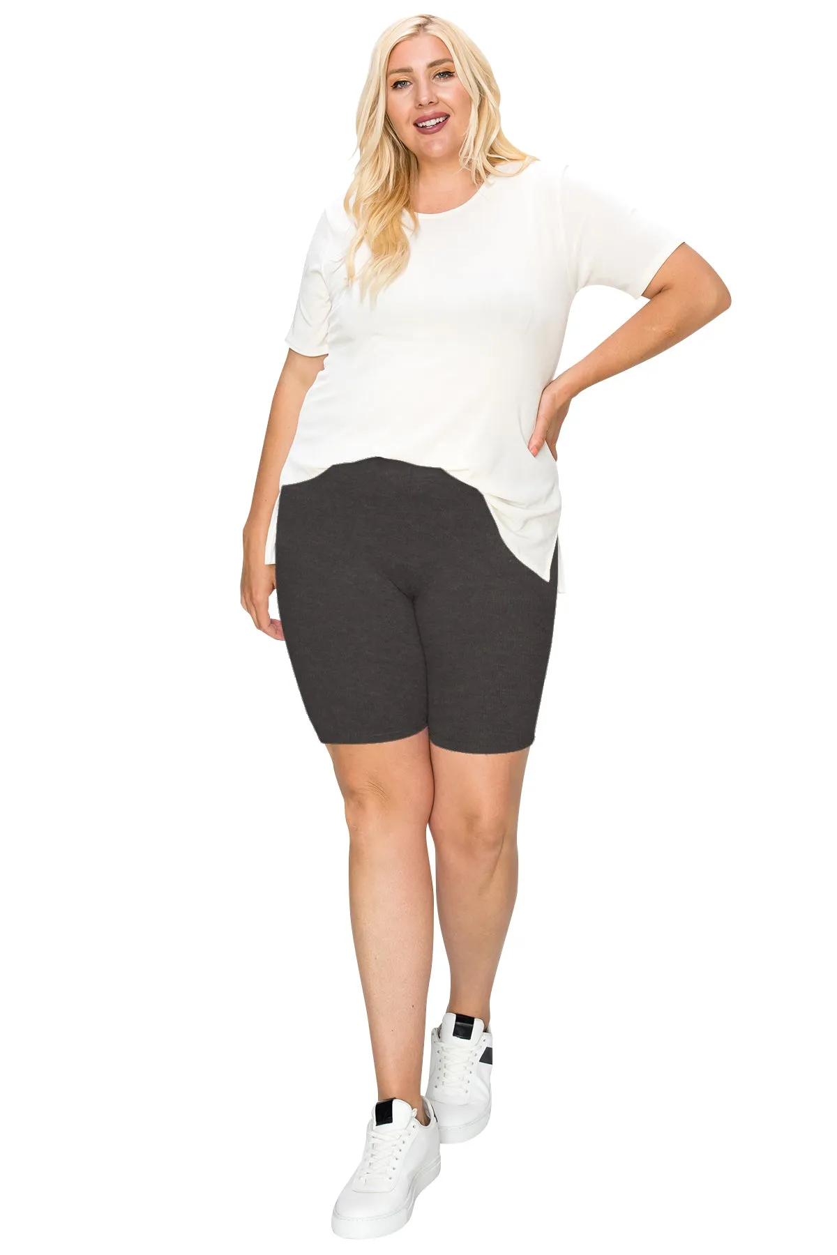Women's Plus Size High Waist Biker Shorts Pants