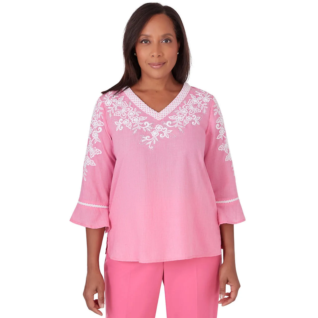 Women's V-Neck Embroidered Top - 51440