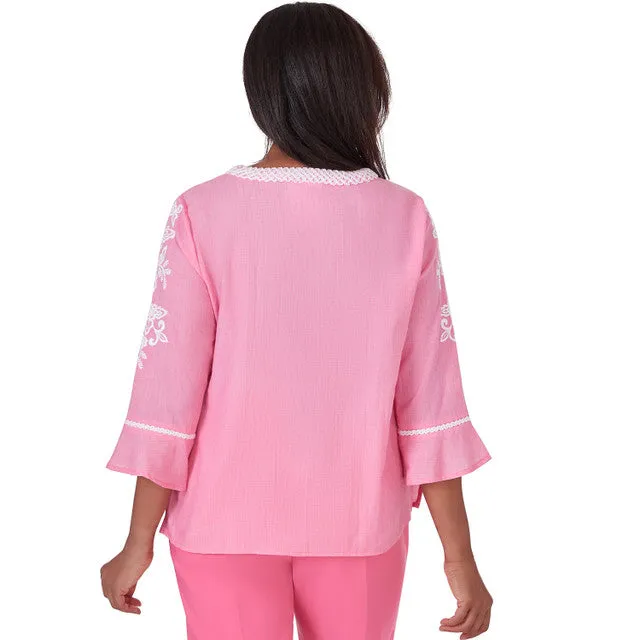 Women's V-Neck Embroidered Top - 51440