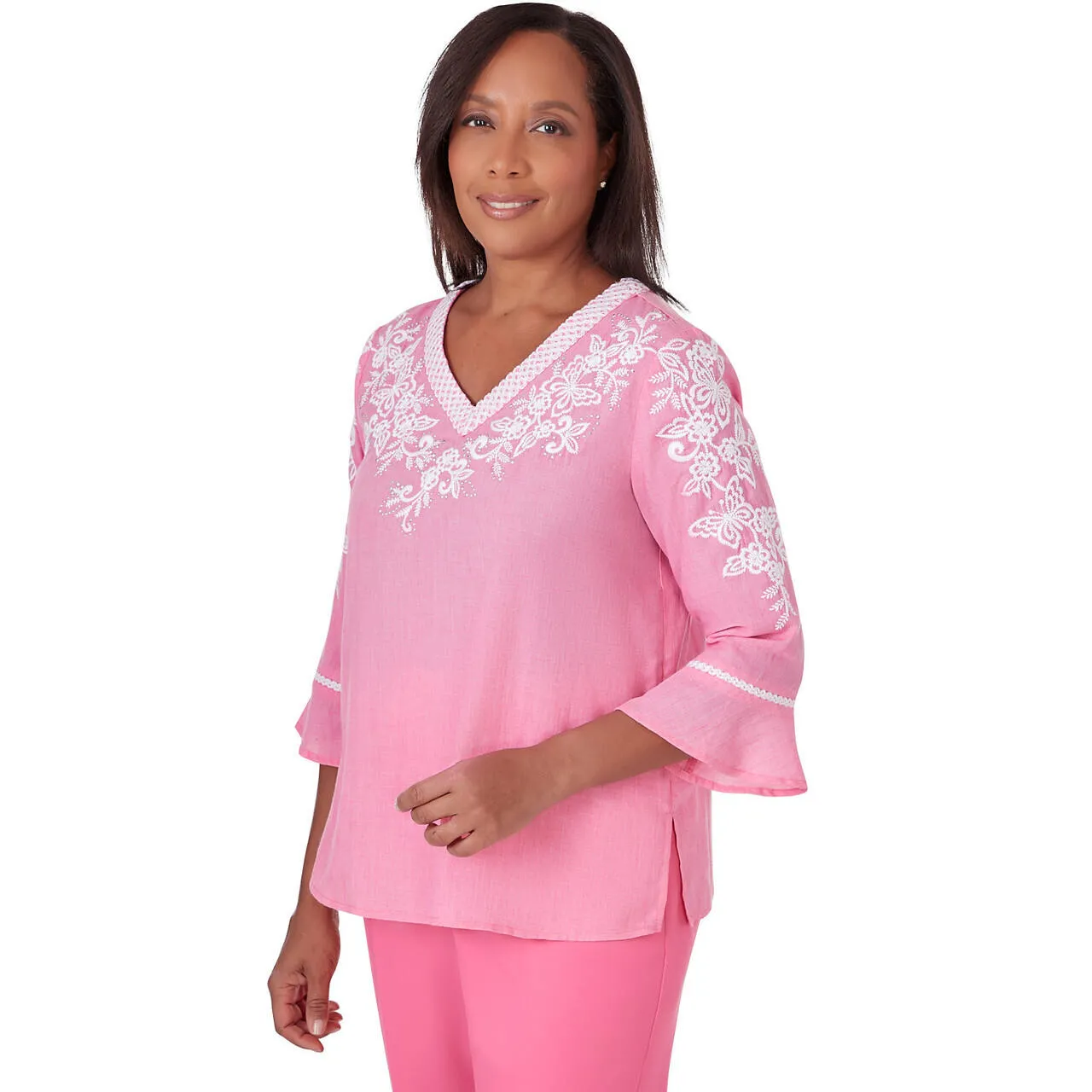 Women's V-Neck Embroidered Top - 51440