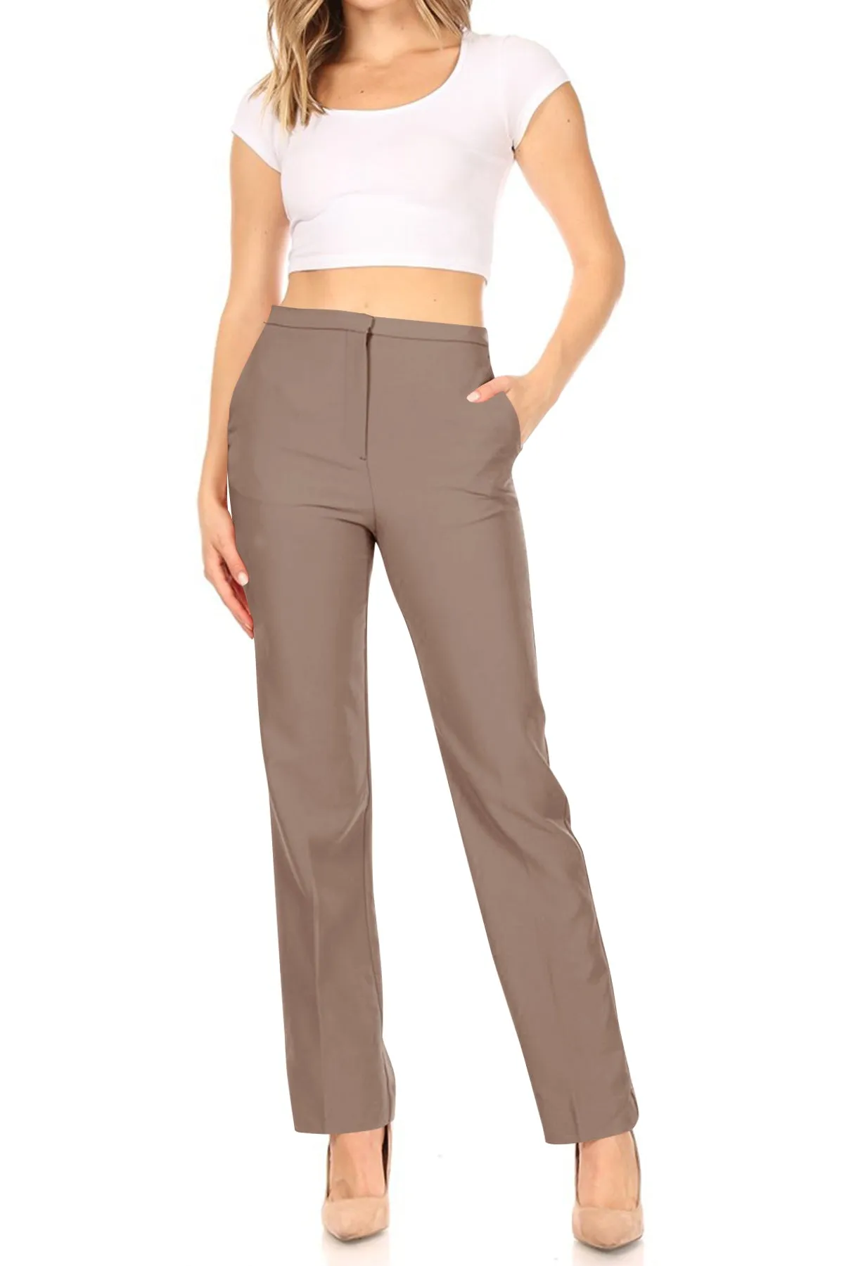 Women's Woven Solid Formal Long Pants
