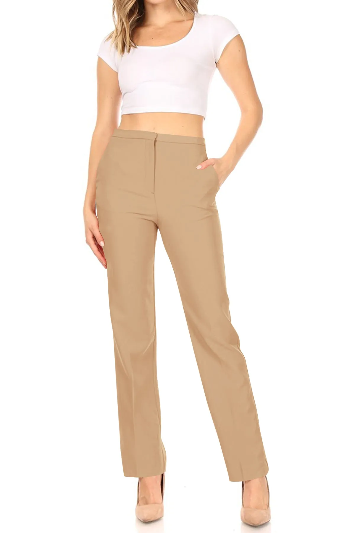 Women's Woven Solid Formal Long Pants