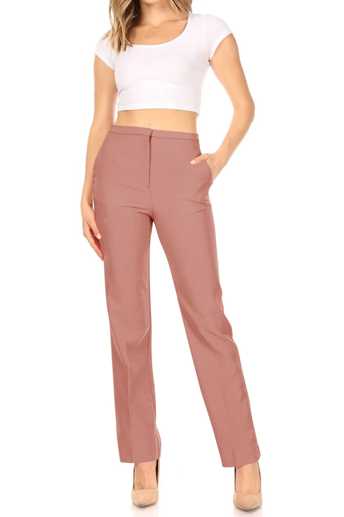 Women's Woven Solid Formal Long Pants