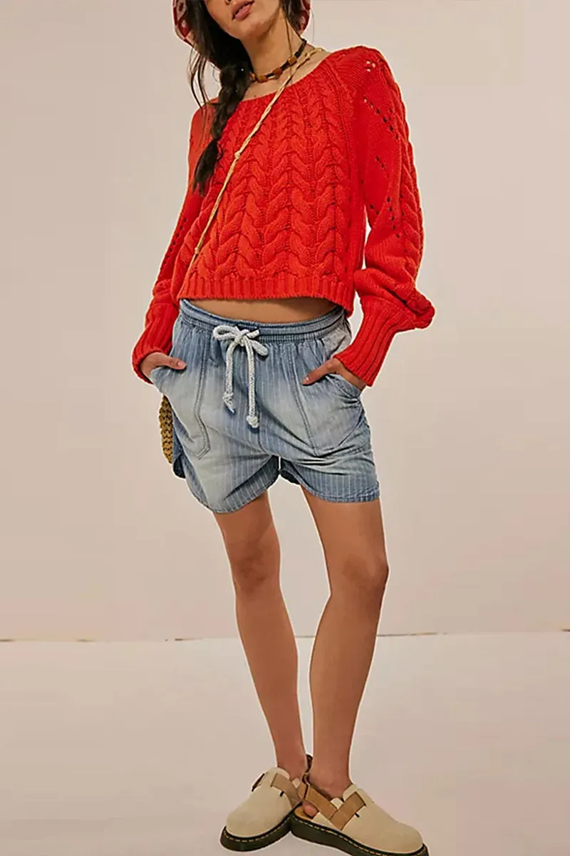 WT3086 Round Neck Casual Sweater Outerwear