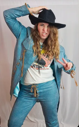 Y2K Denim Look Two-Piece Western Suit set