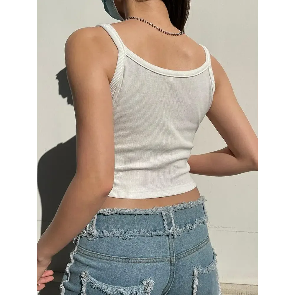 Y2K White Cropped Top with Pink Star Patchwork Lace Details
