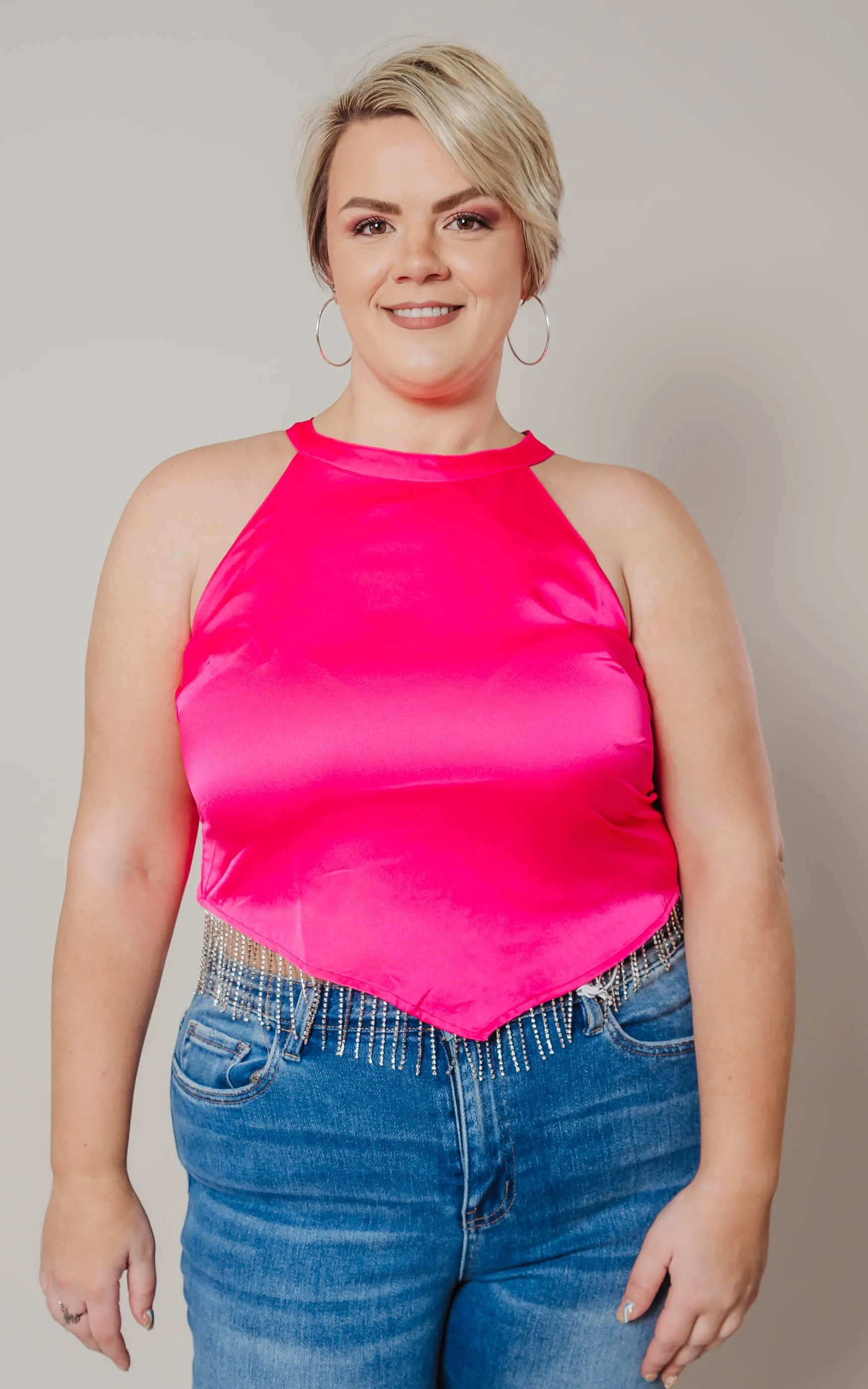 You're Stunning Rhinestone Crop Top - Final Sale