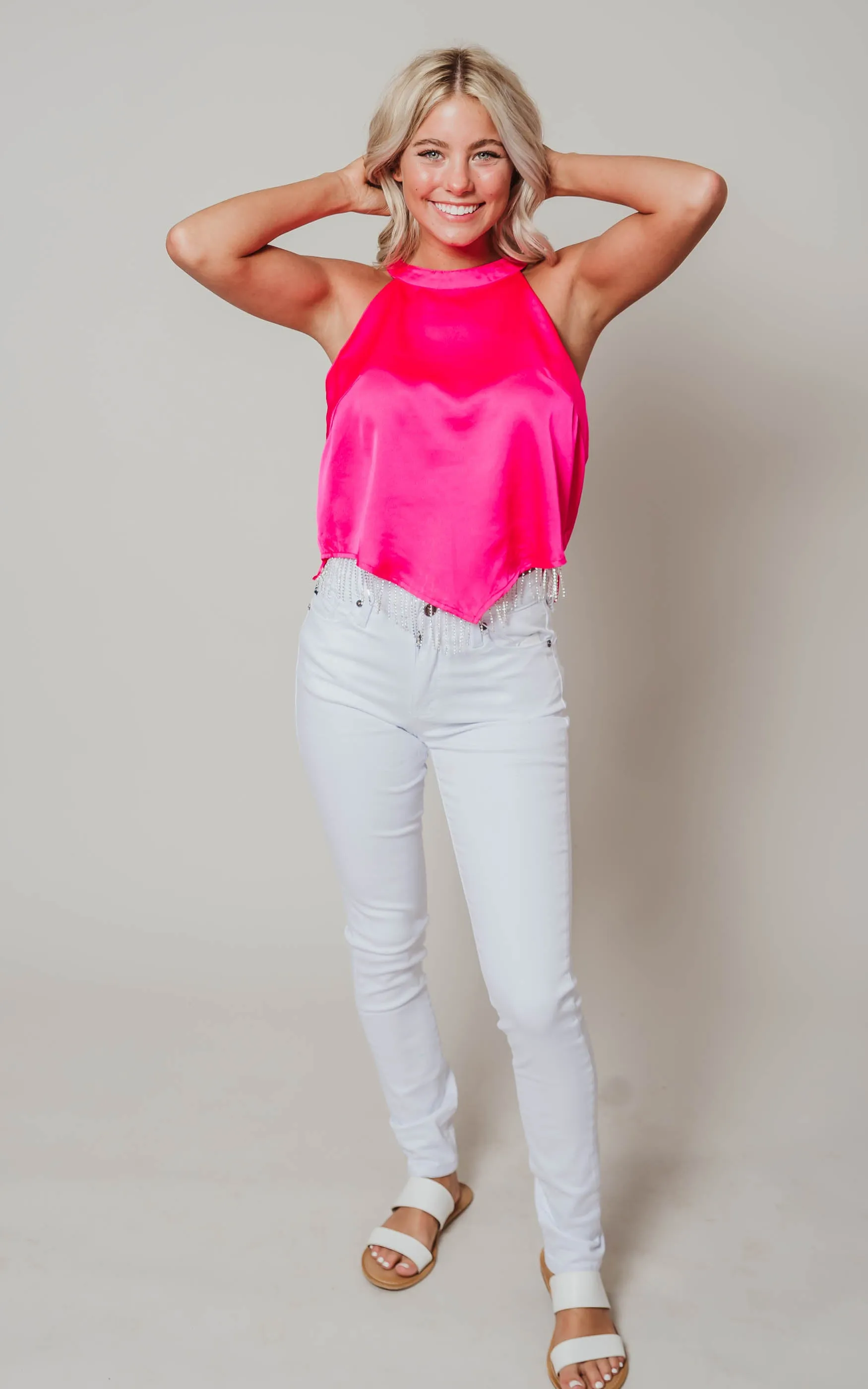 You're Stunning Rhinestone Crop Top - Final Sale
