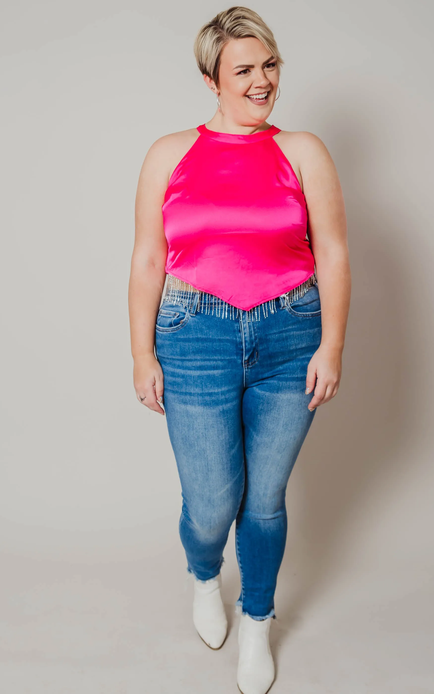 You're Stunning Rhinestone Crop Top - Final Sale