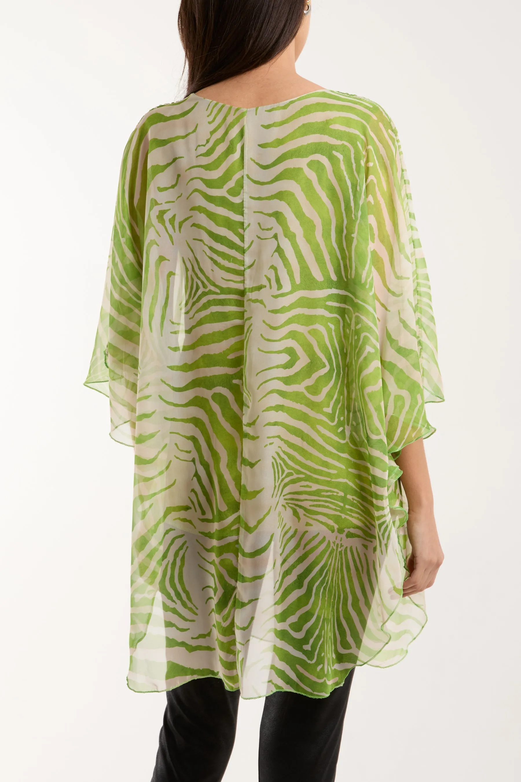 Zebra Print Sheer Long Blouse